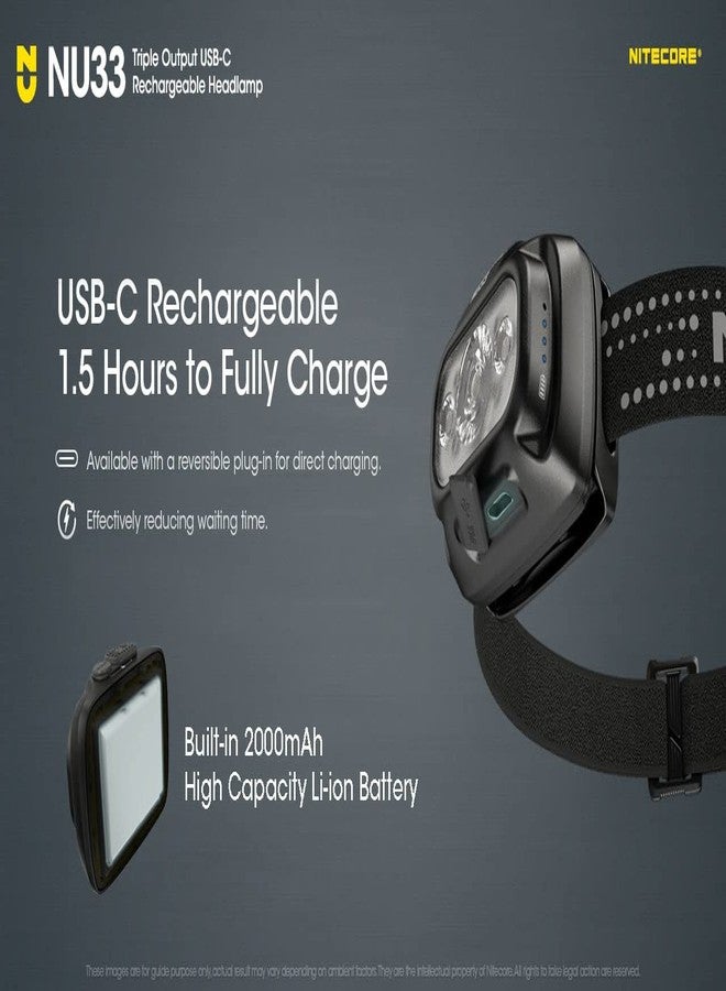 Nitecore NU33 700 Lumen Camping Headlamp, USB-C Rechargeable, Lightweight with White, Red, and Reading LEDs Sticker - Image 4